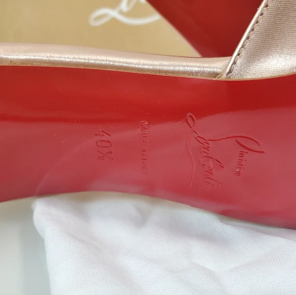 NWT$900 LOUBOUTIN Iriza 85 Leche Silk Satin metallic Leather Heel Pumps Sz 40.5 - Picture 11 of 15